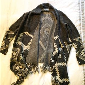 Gry/white open waterfall cardigan